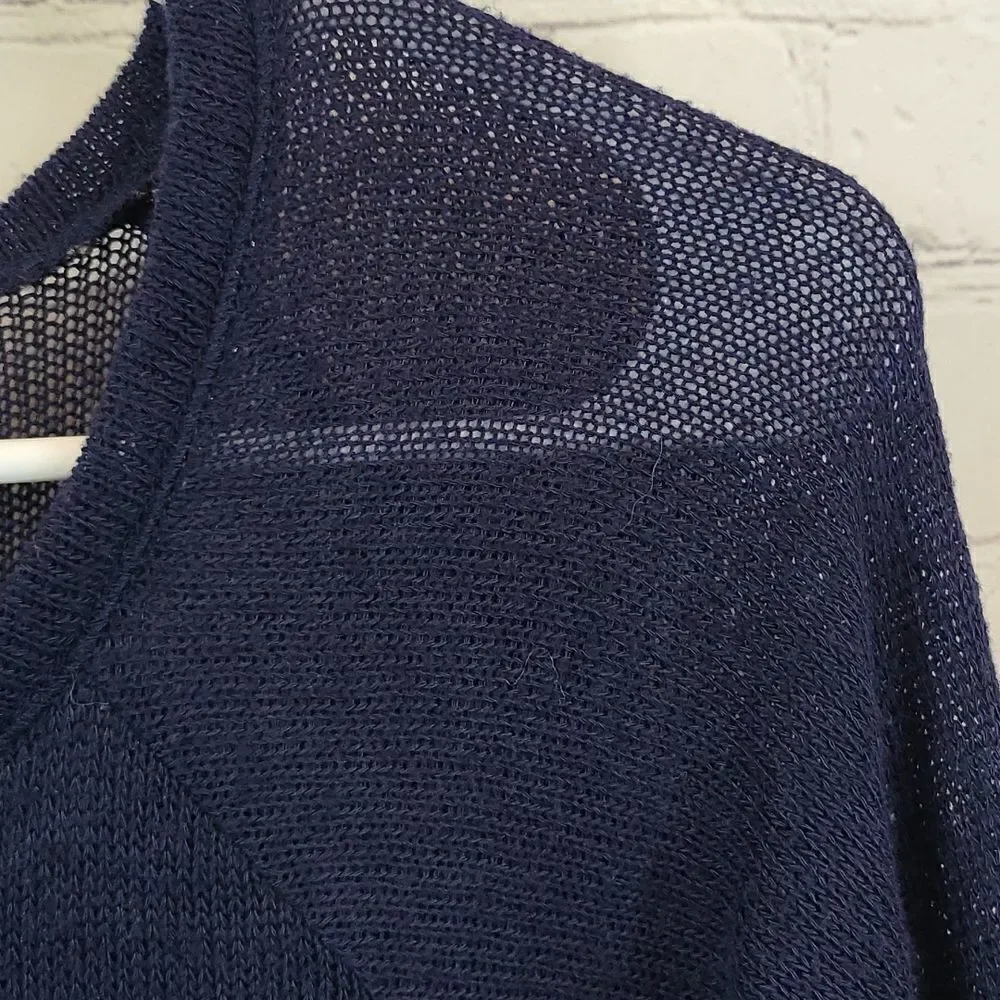Justice Navy Blue Spring Lightweight Sweater Glitter Medallion Tab Sleeves Sz 10
